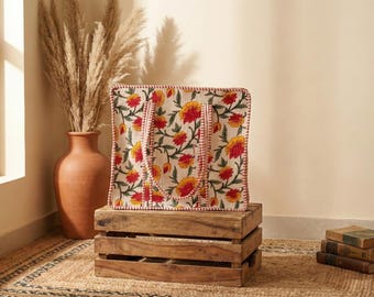 Große indische Einkaufstasche, Baumwolltasche, Einkaufstasche, Schultertasche, Einkaufstasche, gesteppte Tasche für Frauen, Reisetasche, Weekender, handgefertigte Taschen