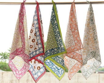 Handmade Cotton Bandana | Boho Head Wrap | Ethnic Block Print Scarf | Unisex Bandana | Boho Accessories | Unisex Bandana | Gift for Her