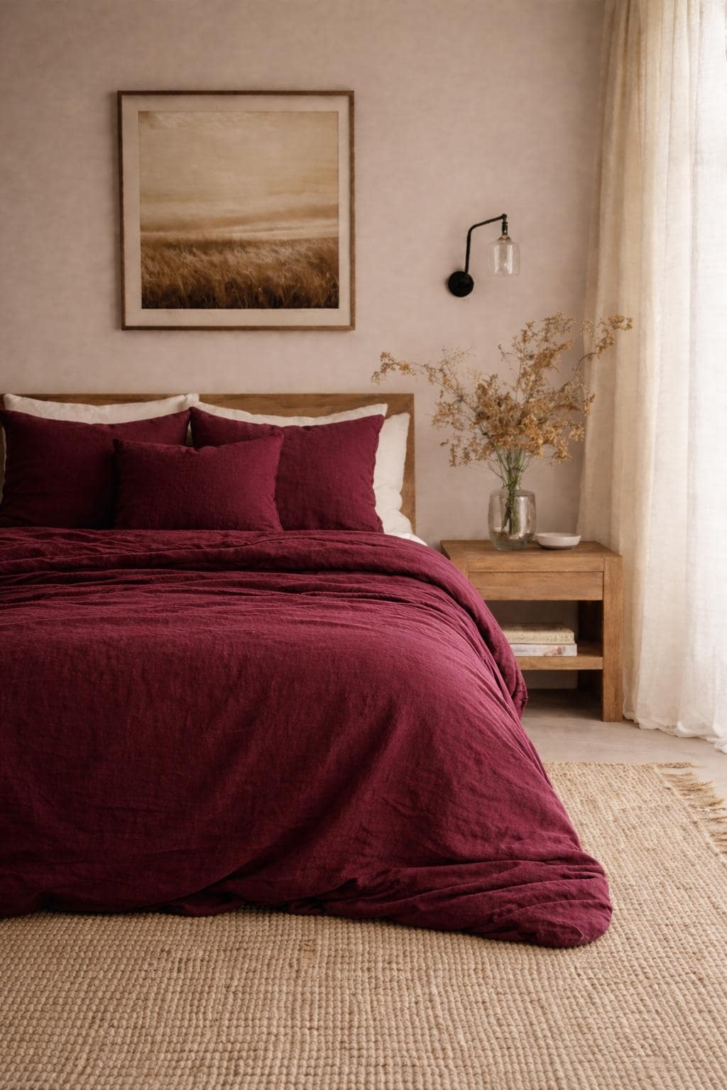 Burgundy Linen Duvet Cover – Soft Washed Linen Bedding, Deep Wine Red ...