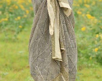 Pareo de algodón estampado a mano: pareo playero bohemio, pareo ligero