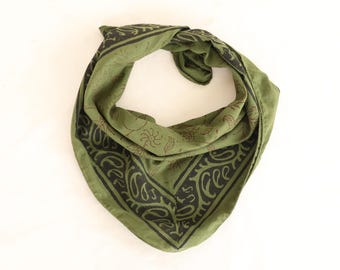 Handgjord bomullsbandana med blocktryck: Boho huvudduk | Miljövänlig huvudbonad för kvinnor, lätt rese- eller festivalaccessoar