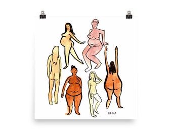 All The Ladies Print / Intersectional Feminist Body Positive Self Love Melanin Rainbow Art Print
