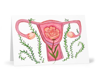 Lady Garden Rose Greeting Card Set / Feminist Reproductive Rights LGBTQIA Uterus Womb Doula Midwife Card