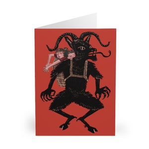 Krampus Cards / German Folklore Christmas Decor Devil Demon Halloween Nightmare Cartes de vœux (5 Pack)