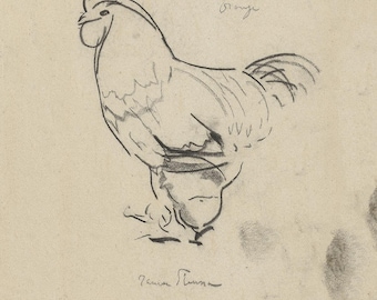 Vintage Rooster Sketch – Rustic Farmhouse Wall Print