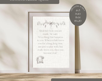 Velveteen Rabbit Quote Print: Classic Children's Book Art (Digital Download)