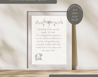 Velveteen Rabbit Quote Print: Classic Children's Book Nursery Decor (Digital Download)