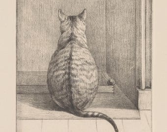 Vintage Cat Sketch | Printable Wall Art | Antique Animal Illustration | Digital Download