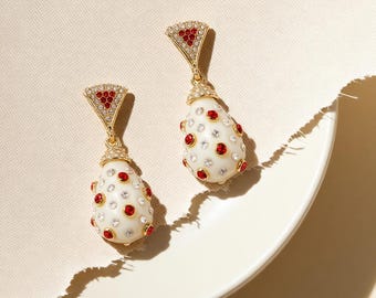 Vintage Perlentropfen-Ohrringe, Goldaussage baumeln Ohrringe mit rotem Kristall, barock inspirierte handgemachte Ohrringe, eleganter Schmuck Geschenk für sie