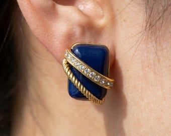 Handgefertigte tiefblaue Stein Ohrstecker, Elegante Kristall Akzent Ohrstecker, anspruchsvolles Geschenk für Sie