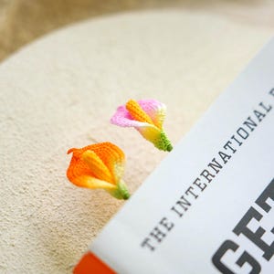 Handmade Micro Crochet Bookmark, Calla Lily Bookmark, Crochet Bookmark, Handmade Gift for Readers, Book Club Gift, Gift for Book Lovers