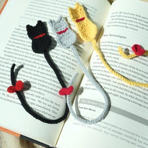 Marcapáginas de crochet, minimarcapáginas de gato, accesorio de crochet hecho a mano para libros, regalo para amantes de los libros, regalo para un lector, regalo para la vuelta al cole.