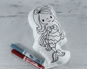 Mermaid Coloring Activitiy-Color Your Own Doll-Mermaid Birthday Party Gift-Gifts for Kids-Party Favors