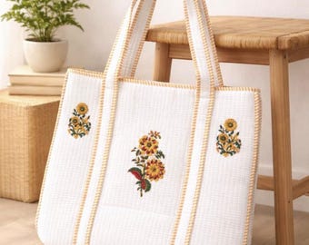 Handmade multi printed Tote Bags Lightweight Reusable Grocery Everyday Market Bag