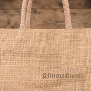 18x16x5 inch Natural Jute With Zip Bag Eco Friendly Shopping, Reusable Grocery, Minimalist Carry image 4