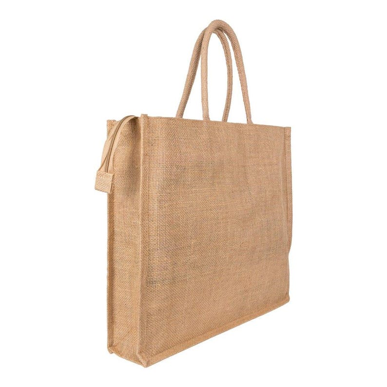 18x16x5 inch Natural Jute With Zip Bag Eco Friendly Shopping, Reusable Grocery, Minimalist Carry image 6