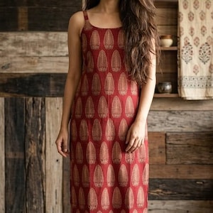 Multiple Color Ajrakh Print Cotton Women Sleeveless Kurti, Ethnic Top Casual Outfit Office Wear Article:-4
