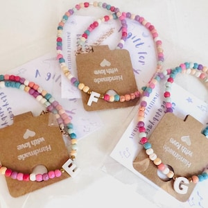 Personalised Children’s / Tween’s Colourful Beaded Initial Necklace - Girls Jewellery - Small Gift