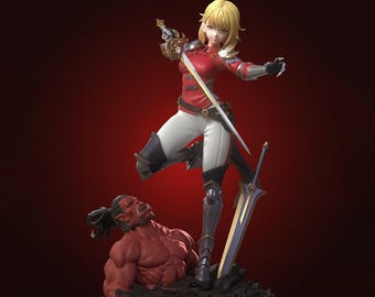 A Caçadora Mais Forte - Estátua de Mestra da Espada Inspirada em Anime para Impressão 3D - Download Digital