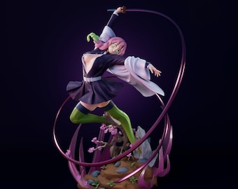Love Breathing Hasira Mitsuri Kanroji Kimetsu no Yaiba STL – 3D Printable Fantasy Girl Statue – Digital Download