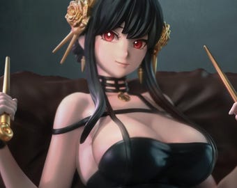 Elegant Assassin STL – 3D Printable Anime-Inspired Lady Statue – Digital Download