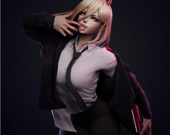 Power the Blood Fiend Chaos Girl – Wilde Anime Dämon Statue | 3D-Druckmodell STL