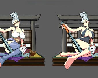 Crimson Blade Girl STL – Estátua de guerreira inspirada em anime para impressão 3D – Download digital