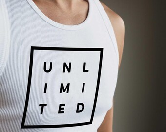 UNLIMITED / Nine Letters. One Identity / Minimalist Typography T-shirt, Modern Graphic Statement / The Personality Series