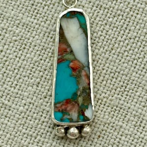 Navajo-Style Oyster Turquoise Pendant | Sterling Silver & Accent Beads | Southwestern Jewelry