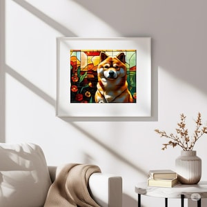 Jigsaw Puzzle - Japanese Shiba Inu Stained Glass 120, 252, 500-Piece | Dog Art Jigsaw, Unique Pet Lover Gift, Home Decor Fun
