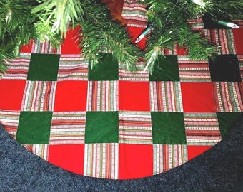 Handmade Quilted Patchwork tree skirt.  43" wide  CT932