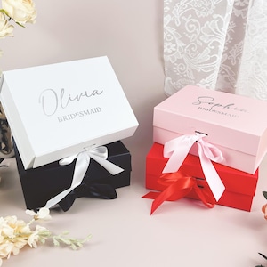 Personalized Magnetic Ribbon Box,Custom Name Bridesmaid Proposal gift Box,Bridal Shower Box,Will You Be My Bridesmaid Box,Wedding Gift box