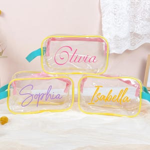 Personalized Clear Makeup Bag: Custom Name Travel Toiletry Pouch