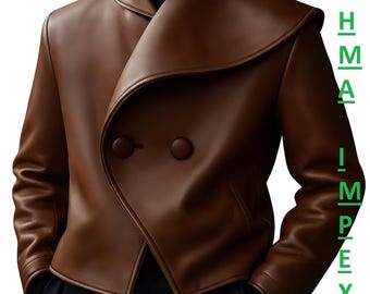 Men's Genuine Leather Wrap Jacket | Asymmetrical Brown Coat