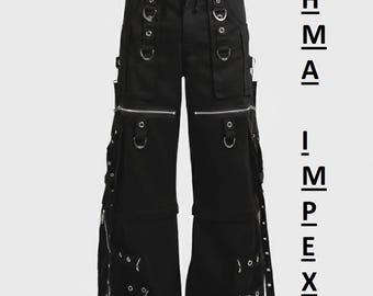 Handmade Genuine Leather Cargo Pants – Punk Rock D-Ring Trousers