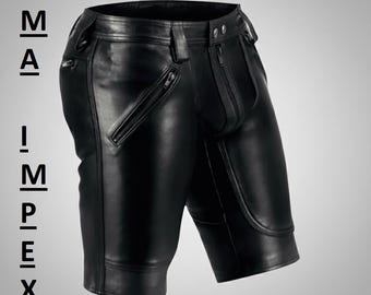 Leather Utility Shorts | Modern Streetwear, Urban Fashion, Zipper Pockets