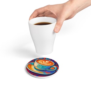 Coffee Lover Ceramic Coaster Set, Drink Coasters, Tea Coaster, Kitchen Decor, Housewarming Gift Ideas, Coffee Table Accessories