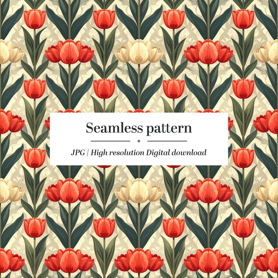 Tulip Seamless Pattern | Spring Floral Digital Paper | Scandinavian ...