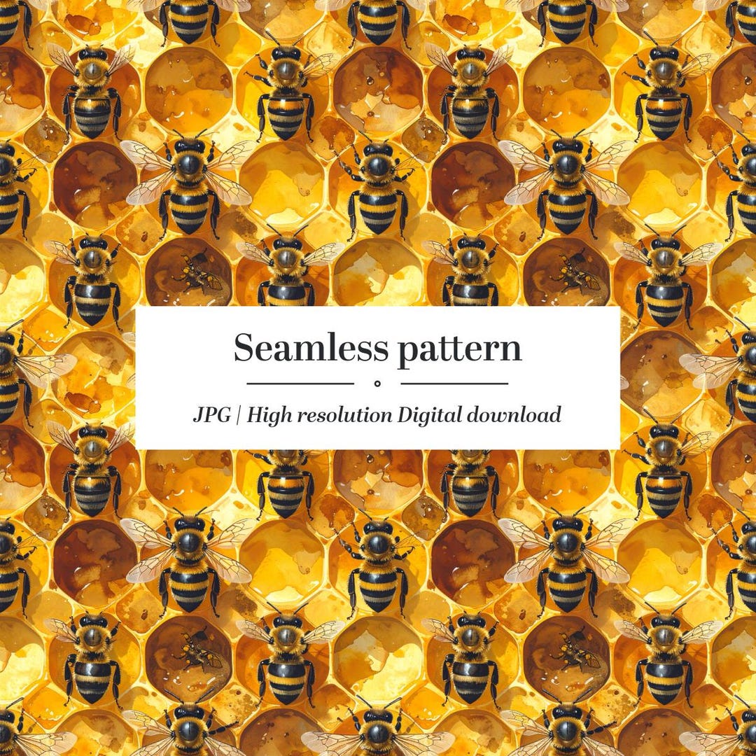 Bee Honeycomb Seamless Pattern | Golden Beehive Repeat Design | Nature ...