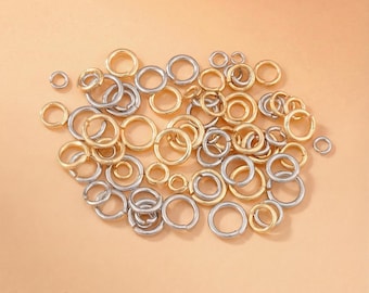 100pcs 18K Gold Filled Thickened Jump Rings,Dainty O Shaped Open Jump Rings Bulk,Gold Split Rings for DIY Jewelry Making Supply Findings