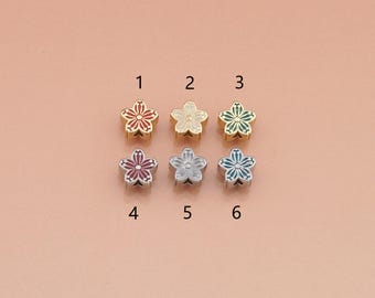 18K Gold Filled Enamel Flower Spacer Beads,Flower Connectors for Jewelry Making,Craft Bead Supplies for DIY Bracelets and Necklaces