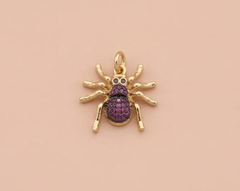 18K Gold Filled Spider Pendant,Insect Charm for DIY Necklace Bracelet Earring Jewelry Making