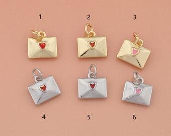 18K Gold Filled Enamel Love Letter Pendant,Love Letter Charm for Jewelry Making,DIY Necklace Charm Hypoallergenic,Handmade Supply
