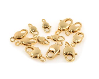 18K Gold Filled Lobster Clasp, Deluxe Claw Lock for Jewelry Making, Smooth Spring Mechanism, Secure clasp for Necklaces and Bracelets