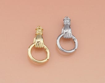 18K Gold Filled Hand Round Clasp,Carabiner Clasp for Jewelry Making,Smooth Spring Mechanism,Secure clasp for Necklaces and Bracelets