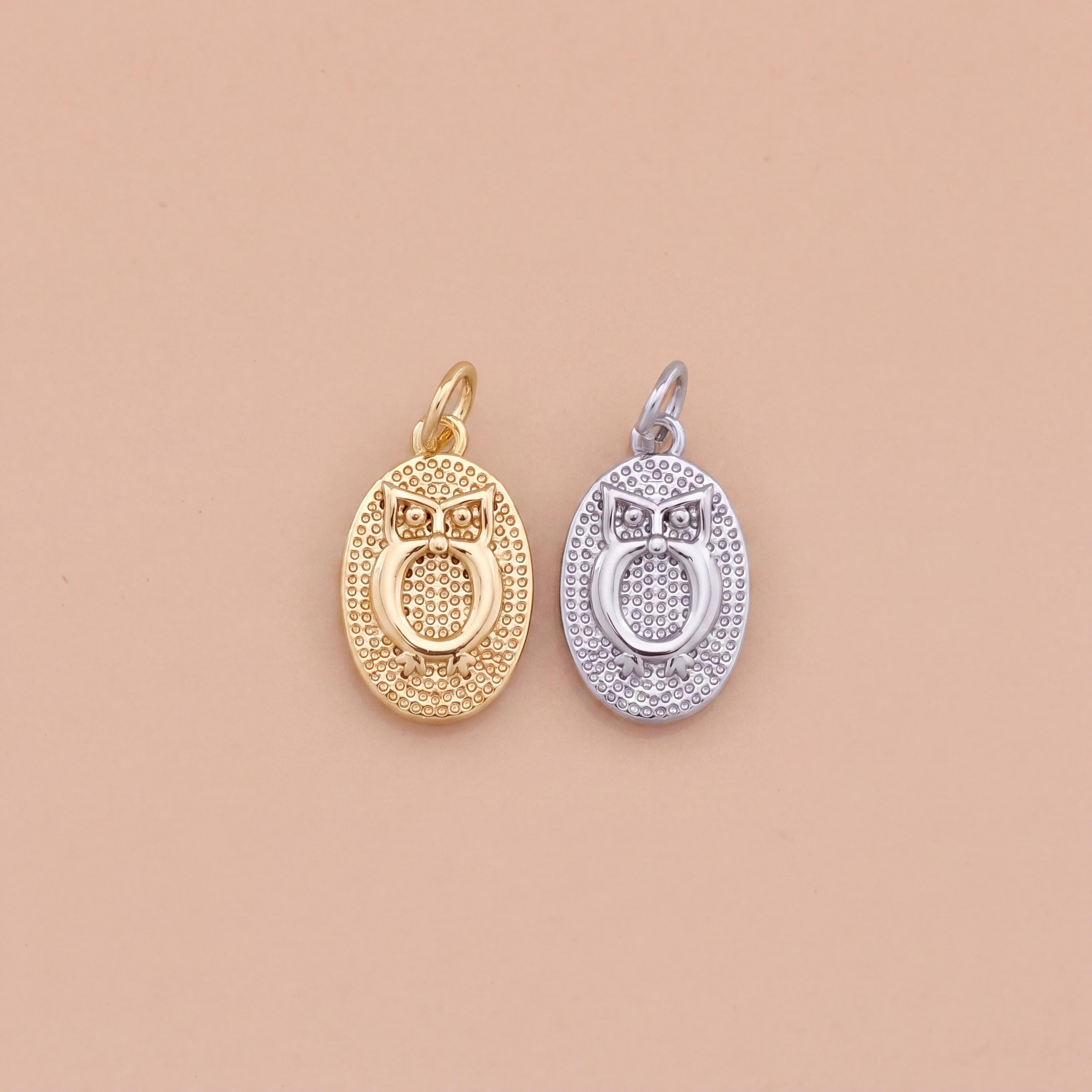 18K Gold Filled Owl Pendant,Nature Jewelry Pendant,Owl Charm for Necklace Bracelet Making