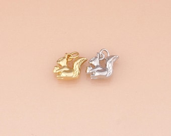 18K Gold Filled Squirrel Pendant,Squirrel Charm for Jewelry Making,DIY Necklace Charm Hypoallergenic,Handmade Supply
