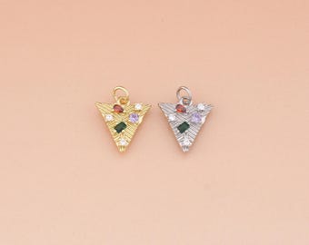 18K Gold Filled CZ Triangle Pendant,Triangle Charm for Jewelry Making,DIY Necklace Charm Hypoallergenic,Handmade Supply