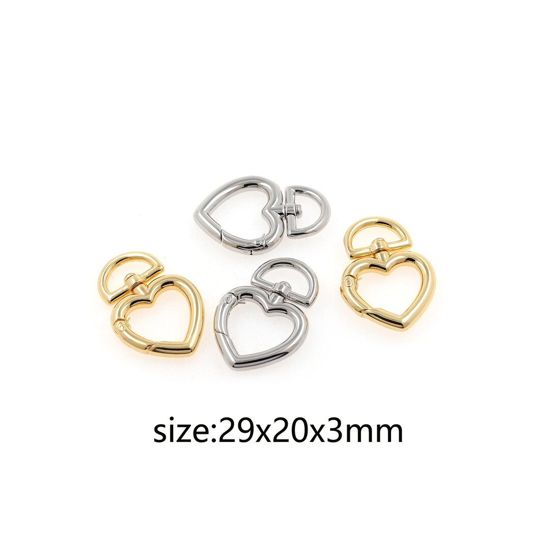 Heart Attach Spring 18K Gold Filled Heart Spring Clips,push Gate Clasp for Jewelry Making ...