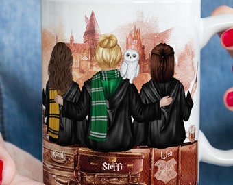 Taza personalizada de amigos magos personalizados, taza de la familia mago Navidad única, taza de bff, taza de viaje, taza familiar personalizada, taza de mejores amigos